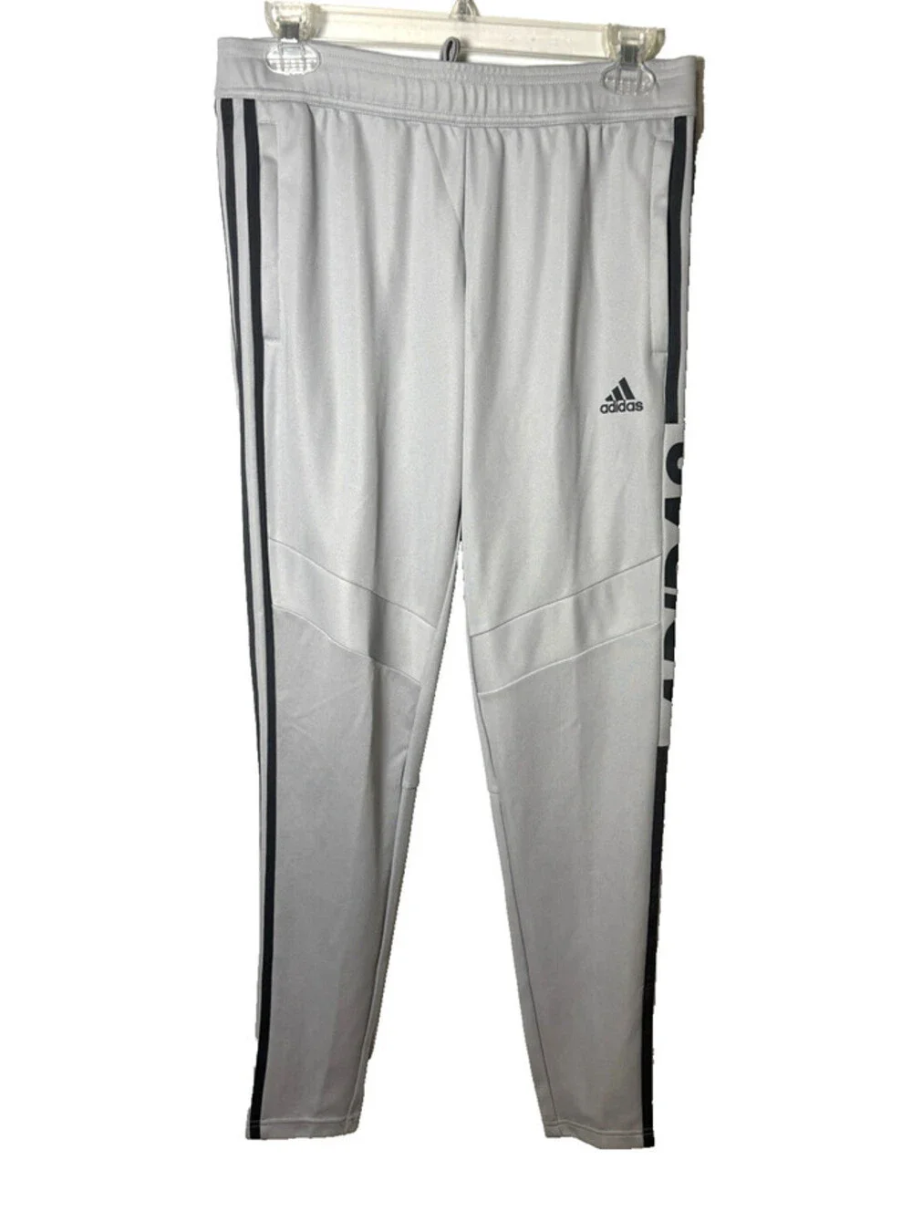 Adidas Tiro Track Pants Gray Black Stripe Athletic Joggers Size Small
